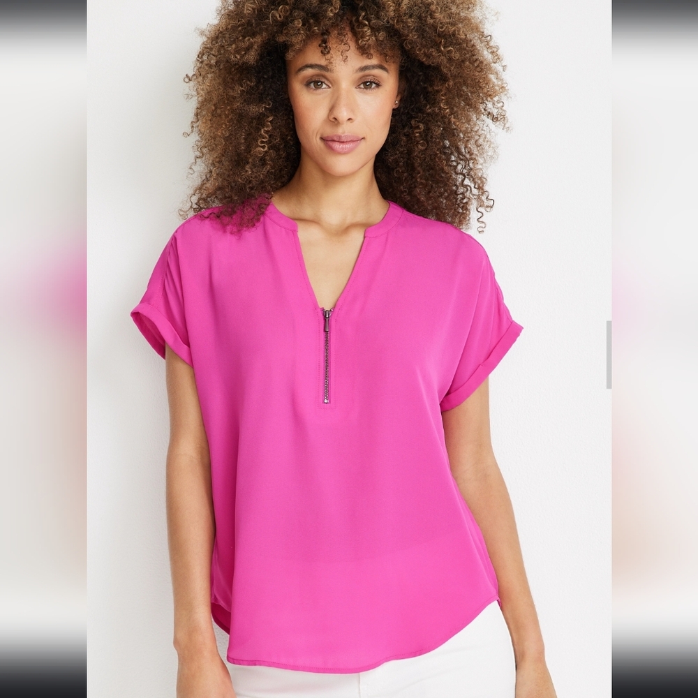 Maurices, Large, Geneva Solid Zipper Neck Blouse